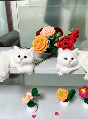 仿真猫宠物家居摆件跨境 结婚礼物手工艺品创意 礼物电视猫挂猫