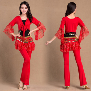 中老年跳舞蹈练功衣服成人表演演出服裙裤 广场舞服装 夏季 套装 新款