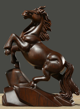 黑檀木雕马到成功摆件工艺品实木马客厅家居装饰品办公室商务礼品