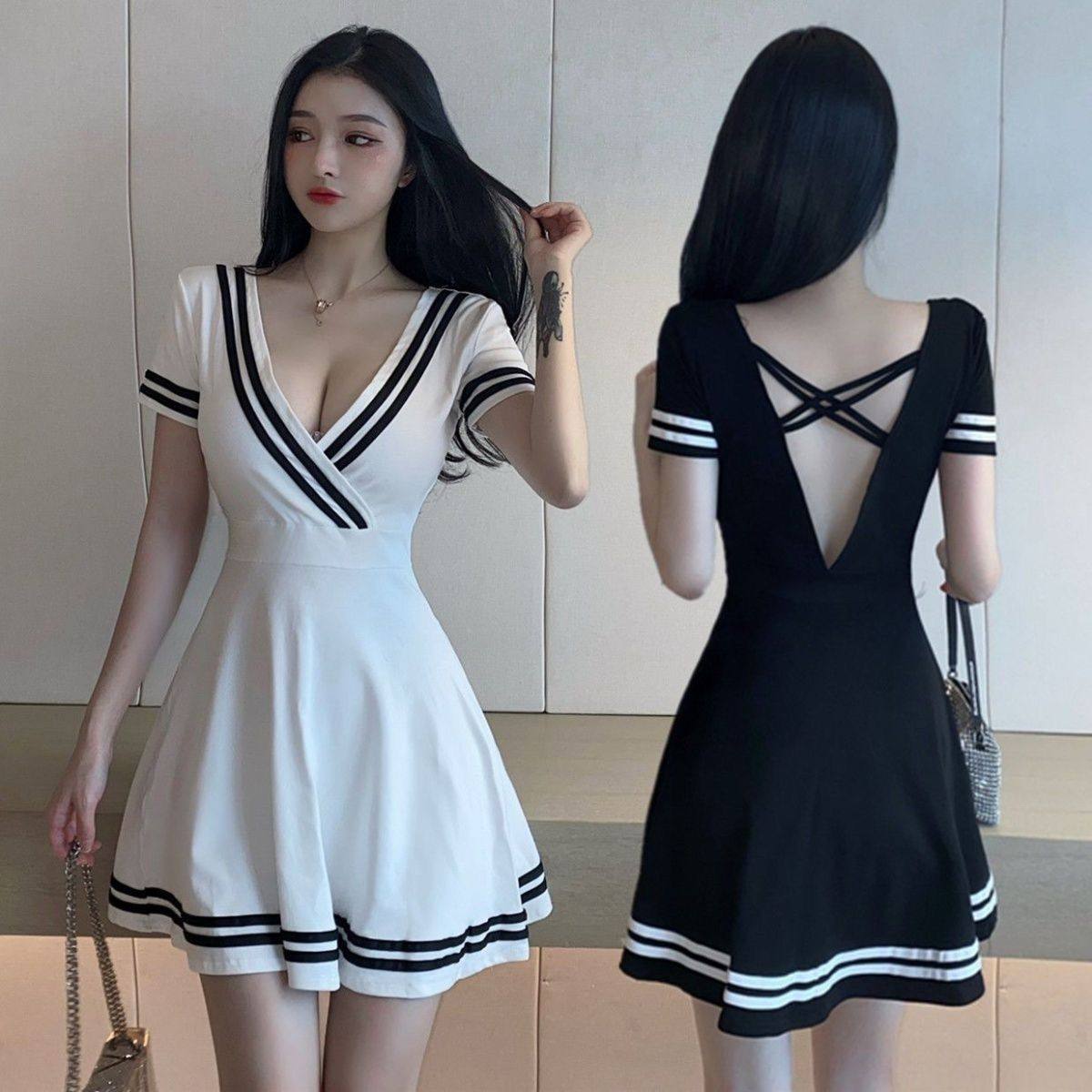 夜场300斤大码女性感胖MM连衣裙夜店工作服按摩桑拿小姐足浴技师