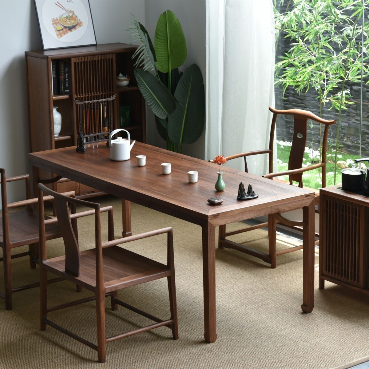 新中式榆木黑胡桃茶桌椅组合泡茶台正品餐桌会议桌茶室家具实木在类目 住宅家具, 桌类, 餐桌中 - 来自Buy2taobao.com提供专业的淘宝代购服务