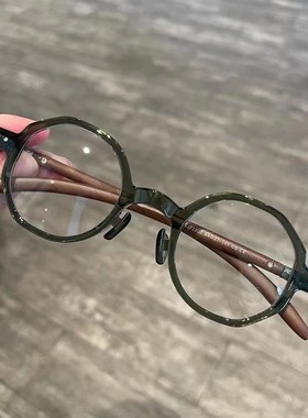 日系手工木纹圆框眼镜架圆形复古眼镜框配高度数近视男女潮72303