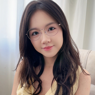 超轻纯钛日系银色文艺眼镜近视女可配散光度数镜片眼睛框架男1261