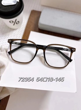 时尚设计近视眼镜女可配度数咖色方框防蓝光素颜显脸小男款72354