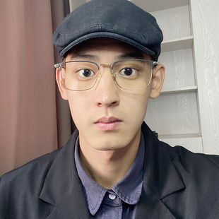 商务眼镜框男士大脸超轻钛架眉毛框方框有度数近视防蓝光变色2063