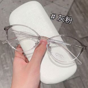 时髦玳瑁色微猫眼可配高度近视防蓝光圆脸带鼻托不下滑眼睛51013