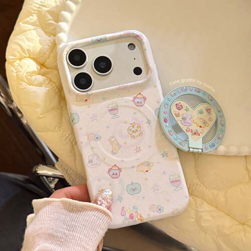 梦幻软菲林卡通磁吸支架iPhone壳