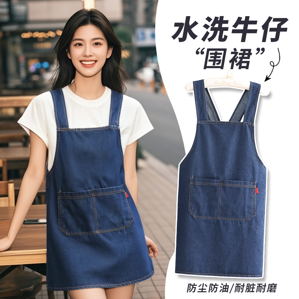 时尚成人围腰防油耐穿舒适围裙厨房做饭家用罩衣可定制logo工作服