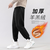 子男冬季 休闲长裤 男款 秋冬款 羊羔绒加绒加厚裤 男生运动裤 棉裤 男裤