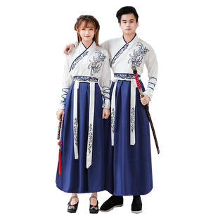 汉服男中国风班服改良男女汉服汉元素交领传统古装武侠风情侣