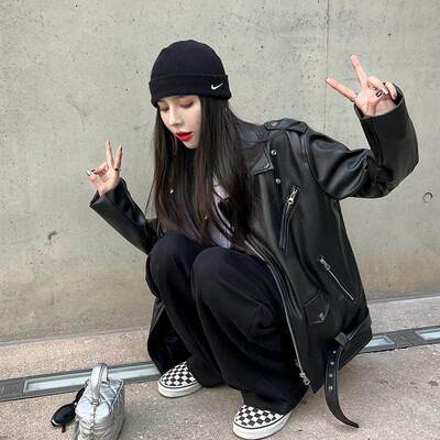 秋季ins街头酷辣皮衣外套