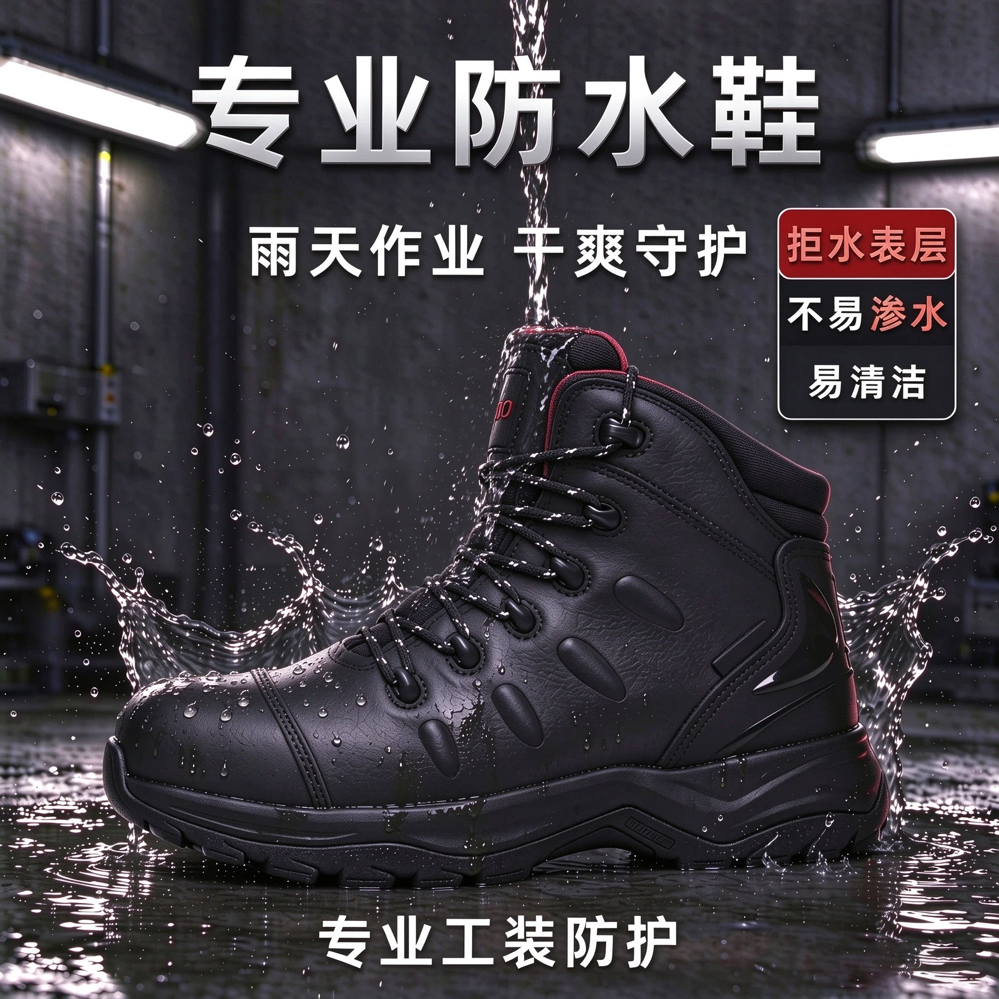 高帮防水防砸防刺耐磨劳保鞋