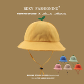 儿童渔夫帽春秋薄款 幼儿园小黄帽婴儿防晒帽男女童太阳帽宝宝帽子