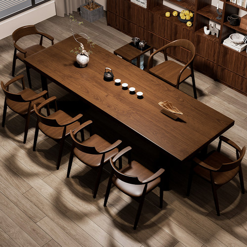 实木茶桌办公室组合椅