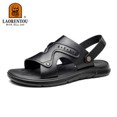 厚底爸爸皮凉鞋 老人头2025夏季 男牛皮休闲两穿沙滩鞋 男士 新款 凉鞋