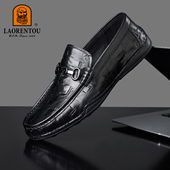 真皮休闲乐福鞋 男软底 头层呼吸 老人头2026男鞋 金属标扣