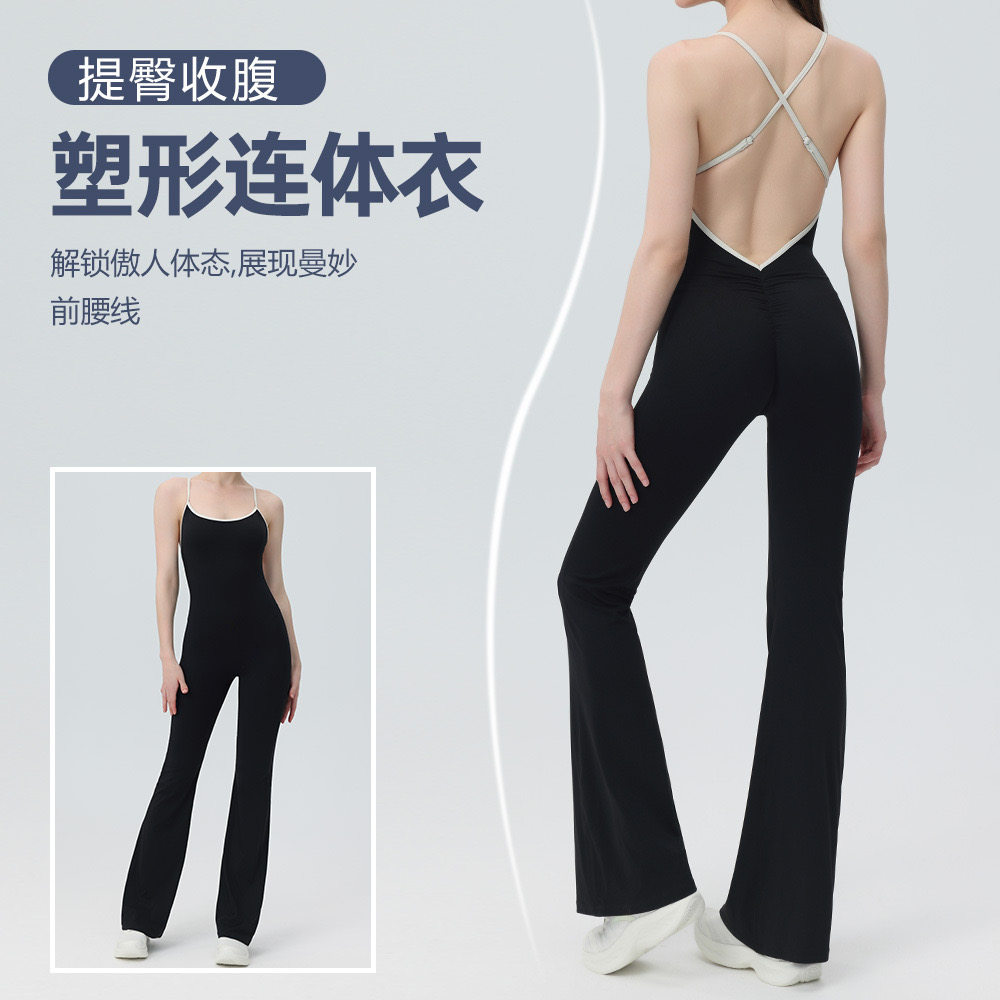 黛镪新品提臀收腹塑形时尚显瘦瑜伽运动健身连体衣
