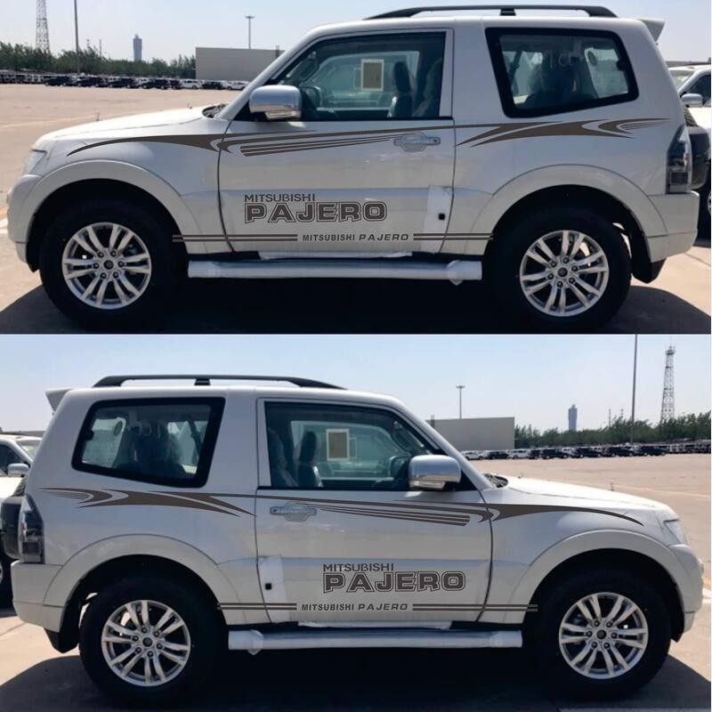 三菱帕杰罗v87专用改装拉花车身贴纸山猫腰线彩条字母侧裙防水