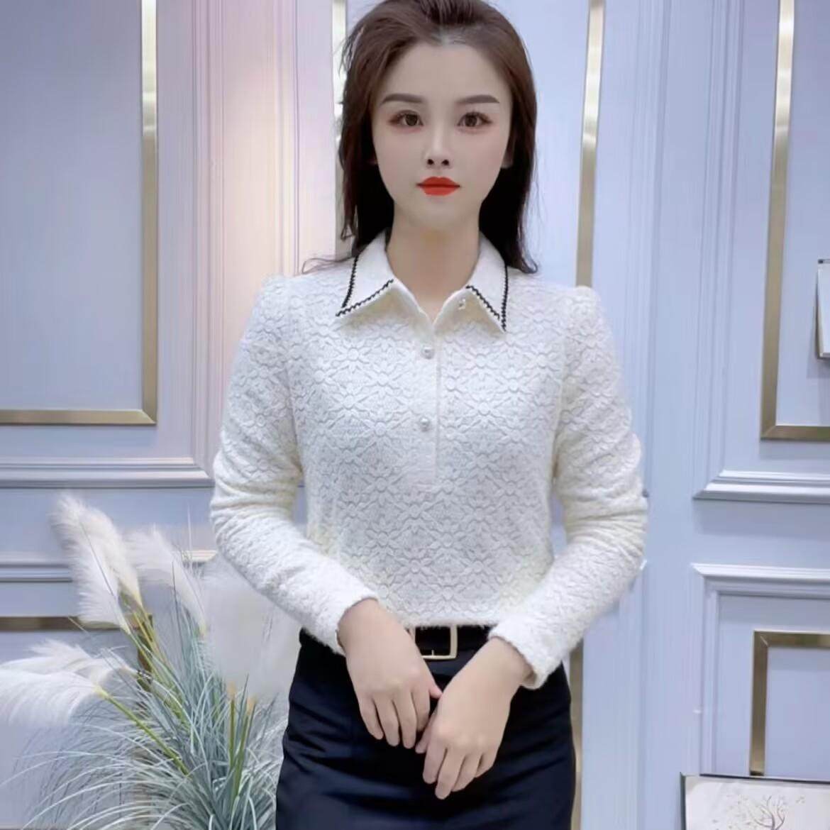 中年女装秋冬磨毛法式衬衫气质