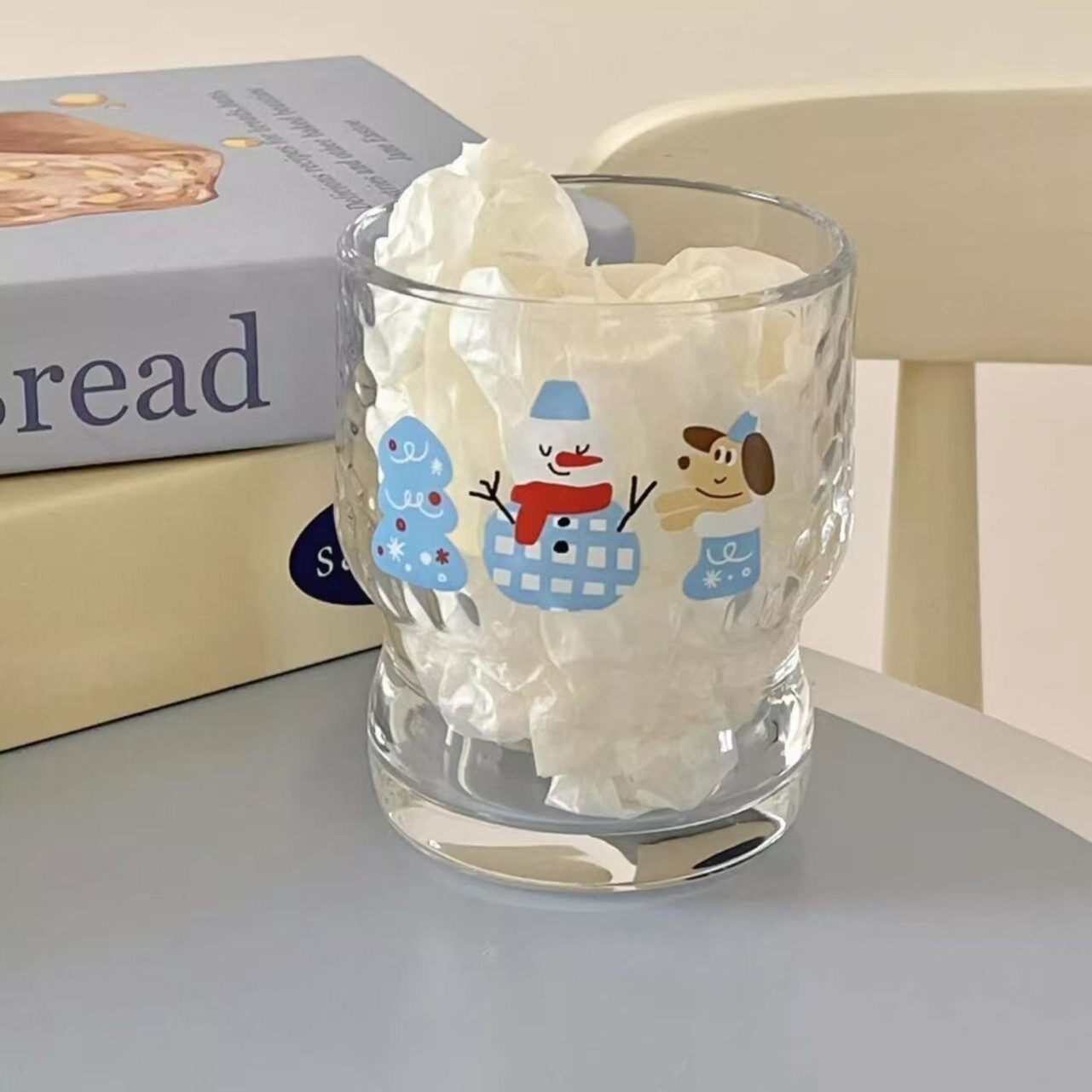 韩式雪人小狗玻璃杯高颜值咖啡杯