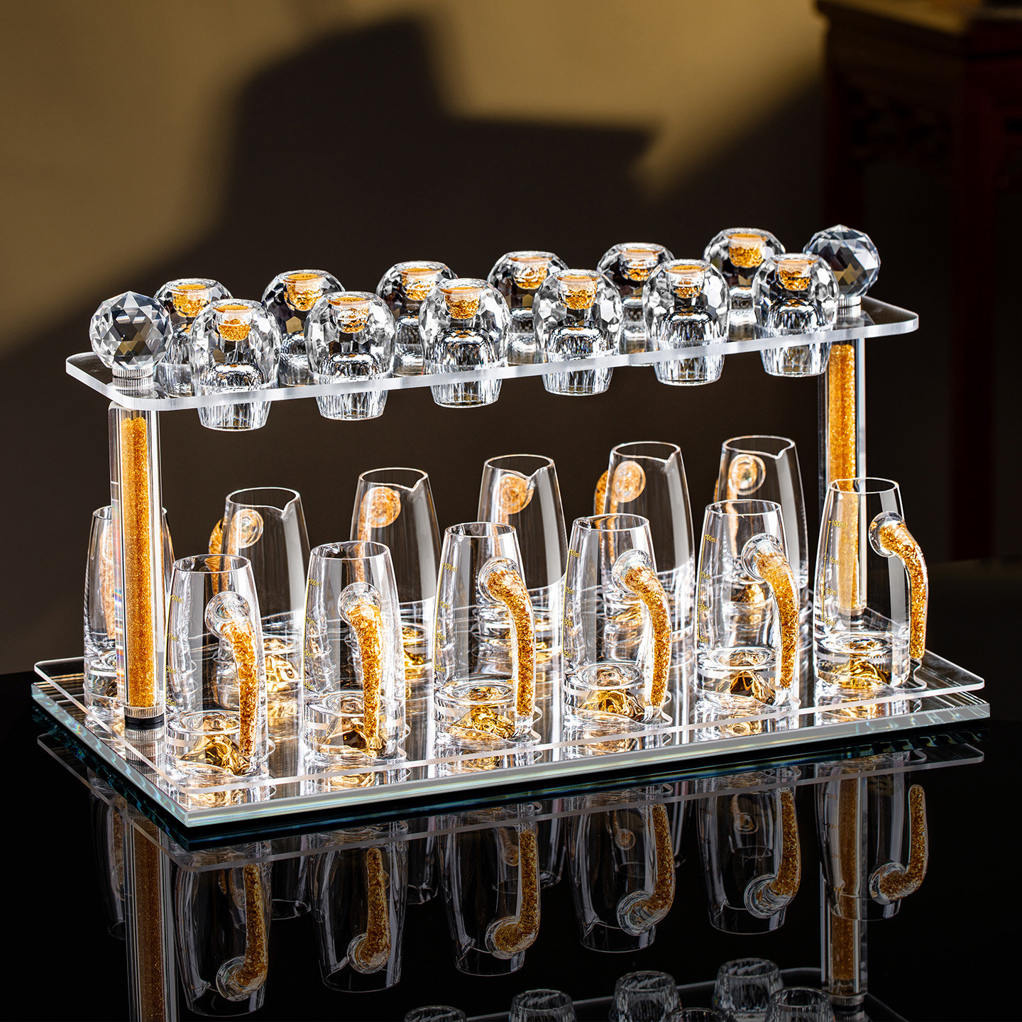 高级感水晶玻璃白酒杯套装家用高颜值一口小酒杯子二两分酒器酒具