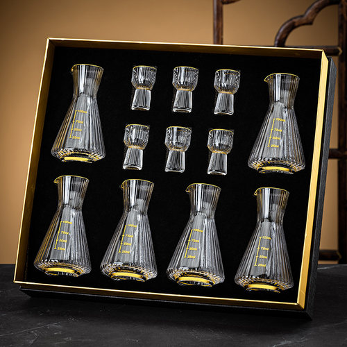 高档中式水晶玻璃白酒杯套装家用