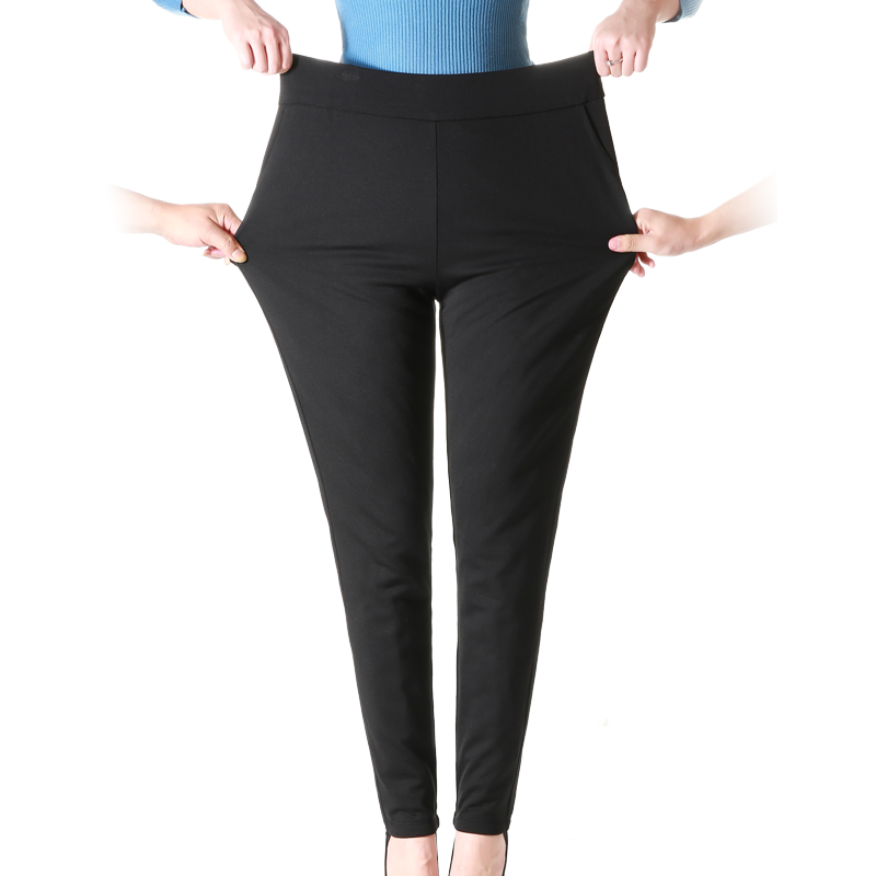 秋胖子大码羽绒裤女秋冬高腰外穿铅笔裤胖MM棉裤200斤加厚保暖裤