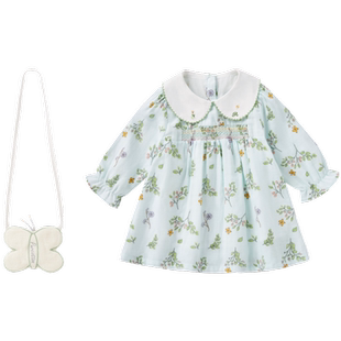 【清仓】全棉时代小童连衣裙新款宽松花花领A字裙婴儿女童连衣裙