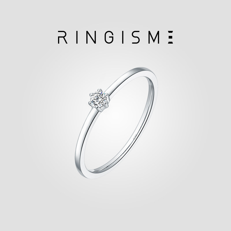 周大福ringism简约时尚单钻18k金戒指u167860