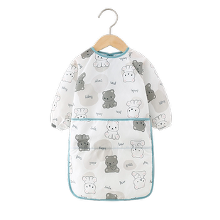 宝宝罩衣加长款儿童围裙防水防脏反穿衣长袖饭兜女孩婴儿画画护衣