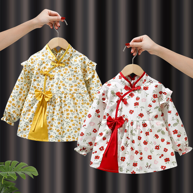 2023新款纯棉儿童罩衣宝宝饭兜