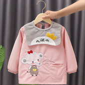 儿童罩衣宝宝秋冬季 防水防脏女童护衣 女孩吃饭围兜婴儿反穿衣长袖