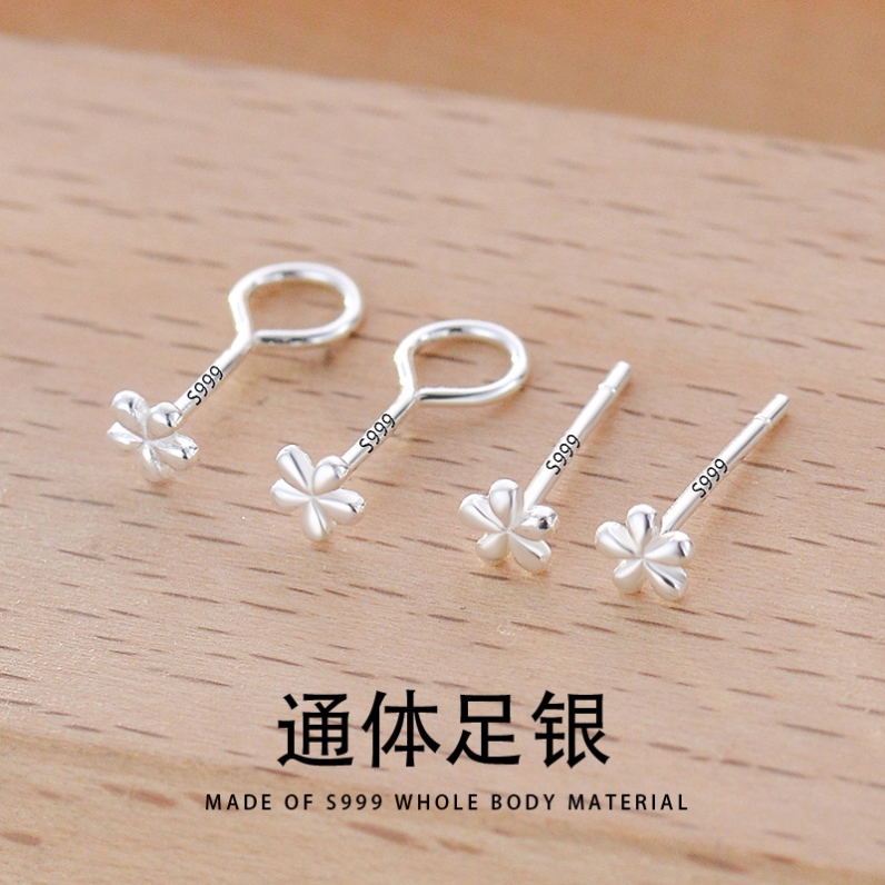 耳钉纯银银耳环9999纯银女正品高级感耳环2024年新款爆款女小巧潮