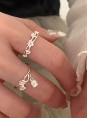 日春日花朵小众设计戒指