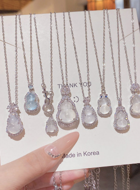 轻奢气质新中式冰透葫芦项链配饰女小众设计锁骨链百搭高级感颈链