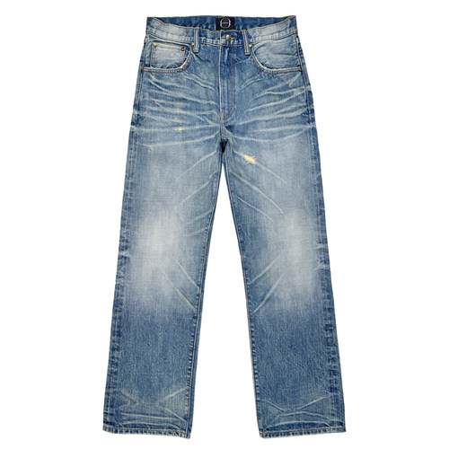 B72 原创潮牌【大黄蜂】牛王水洗做旧手工立体猫须牛仔裤男女夏季