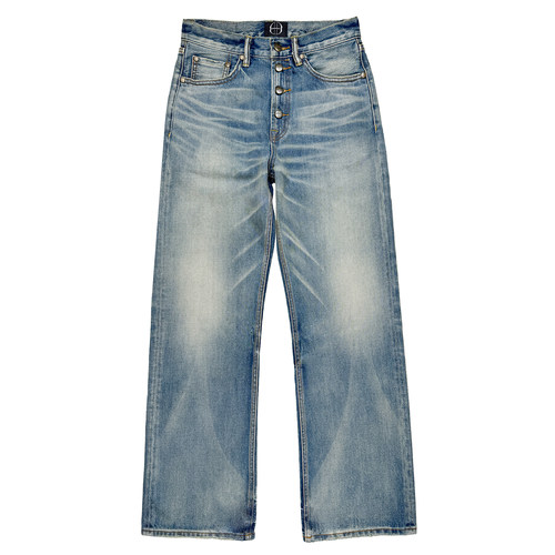 B72 原创潮牌【兰亭序】牛王水洗做旧手工立体猫须牛仔裤男女夏季