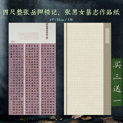 四尺整张范仲淹岳阳楼记作品纸张黑女墓志铭宣纸4cm方格楷书行草