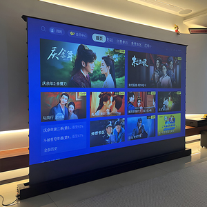 竹者音响电动地升投影布幕布抗光家用客厅4k超高清100寸自动升降可移动飞利浦家庭影院投影仪慕布一体全套装