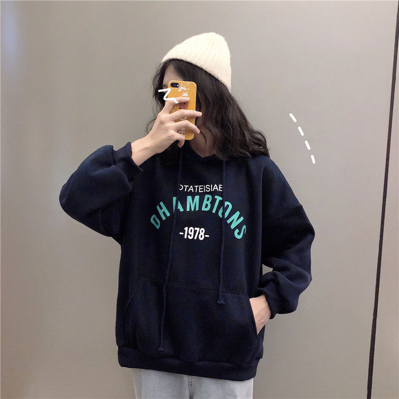 卫衣加绒加厚女秋冬2019新款韩版宽松bf慵懒风百搭上衣外套连帽衫|ruв категории Женская одежда, свитер/свитер - от Buy2taobao.com для оказания профессиональной услуги покупки агента Taobao
