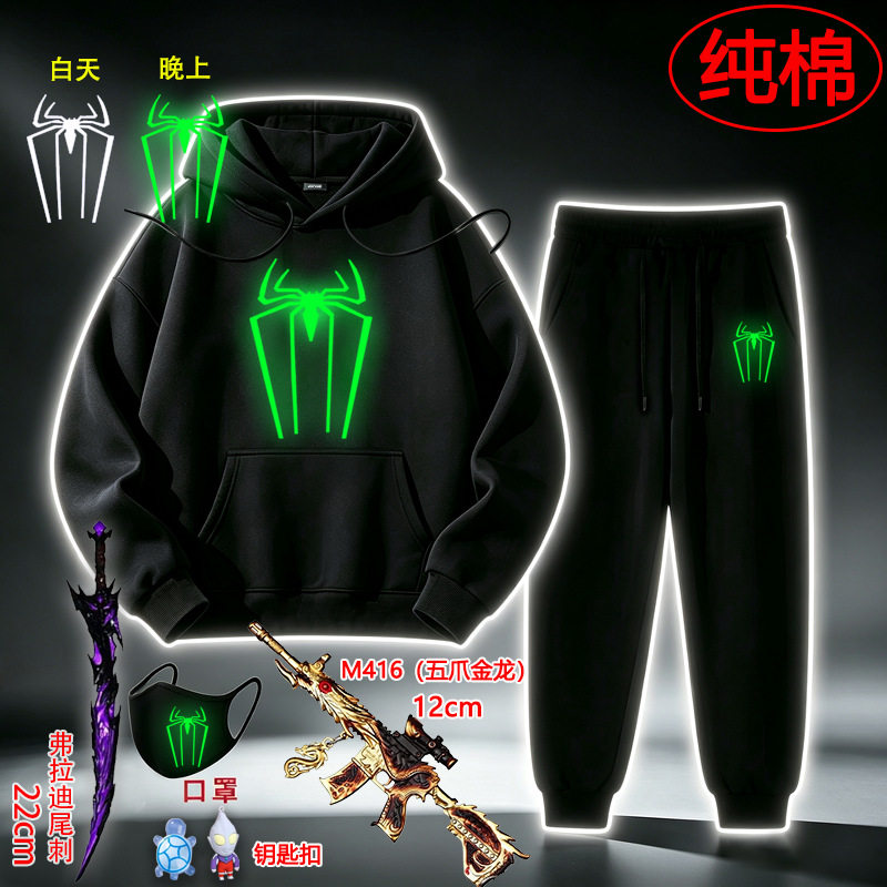 秋冬季儿童漫威加绒连帽