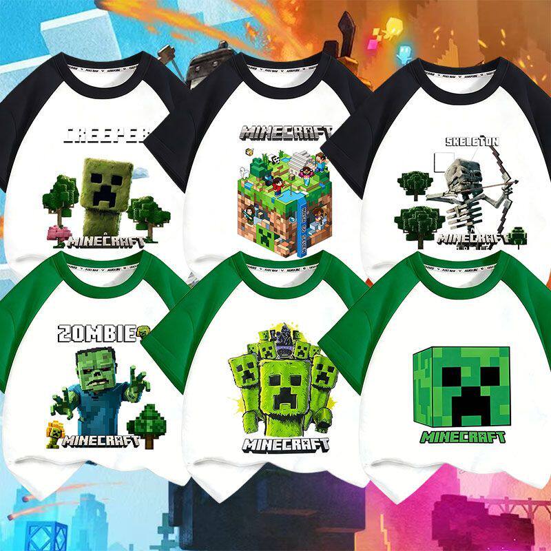 新款我的世界游戏周边儿童夏季可爱短袖T恤男童衣服插肩童装t恤