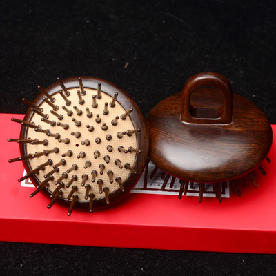 指环气垫梳女士气囊梳防黑檀木梳绿檀式头皮按摩梳头部经络梳