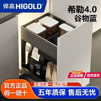 悍高希勒4.0谷物篮厨房谷物拉篮抽屉式双层收纳篮高级灰调味品篮
