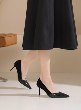 westory2024年秋季新款细跟尖头气质简约高级感宴会通勤鞋女