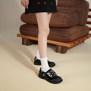 westory2025新款法式复古玛丽珍鞋女气质低跟不累脚乐福鞋