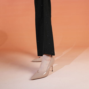 westory2025秋新款女一脚蹬气质高级不累脚细跟绝美小单鞋高跟鞋