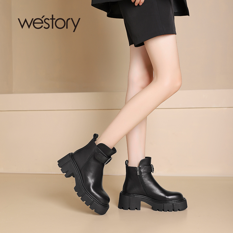厚底增高松糕瘦瘦马丁靴westory