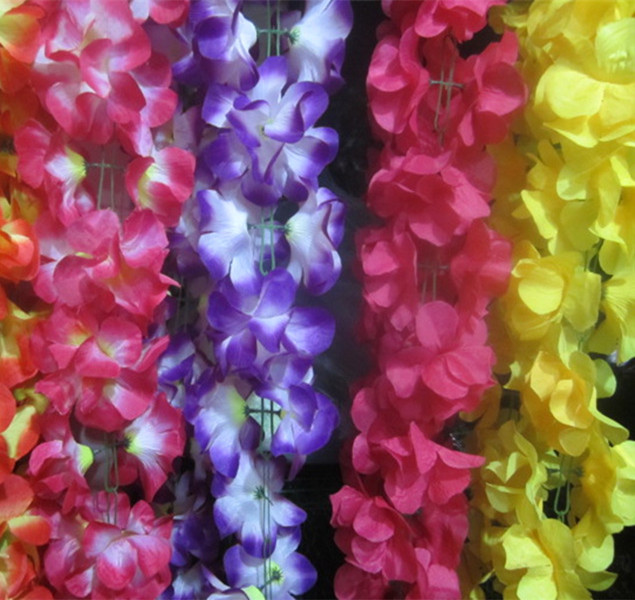 仿真木棉花链条串清明节祭祀用花墓地扫墓碑上坟假花装饰塑料拉花