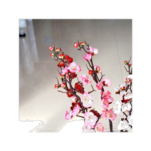 仿真桃花树饰品梅花枝新年装饰花插花中式艺术假花梅花套装包邮